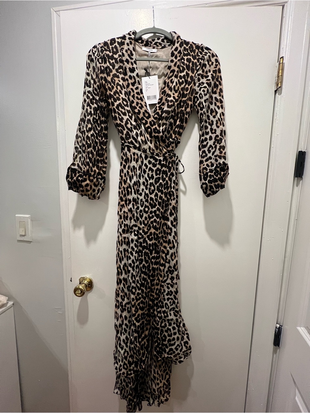 Ganni Beige and Black Leopard maxi dress